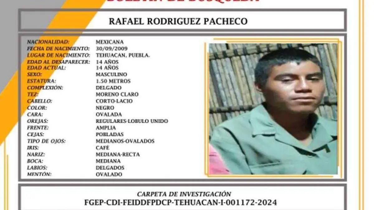 Rafael Rodriguez persona desaparecida en Tehuacan